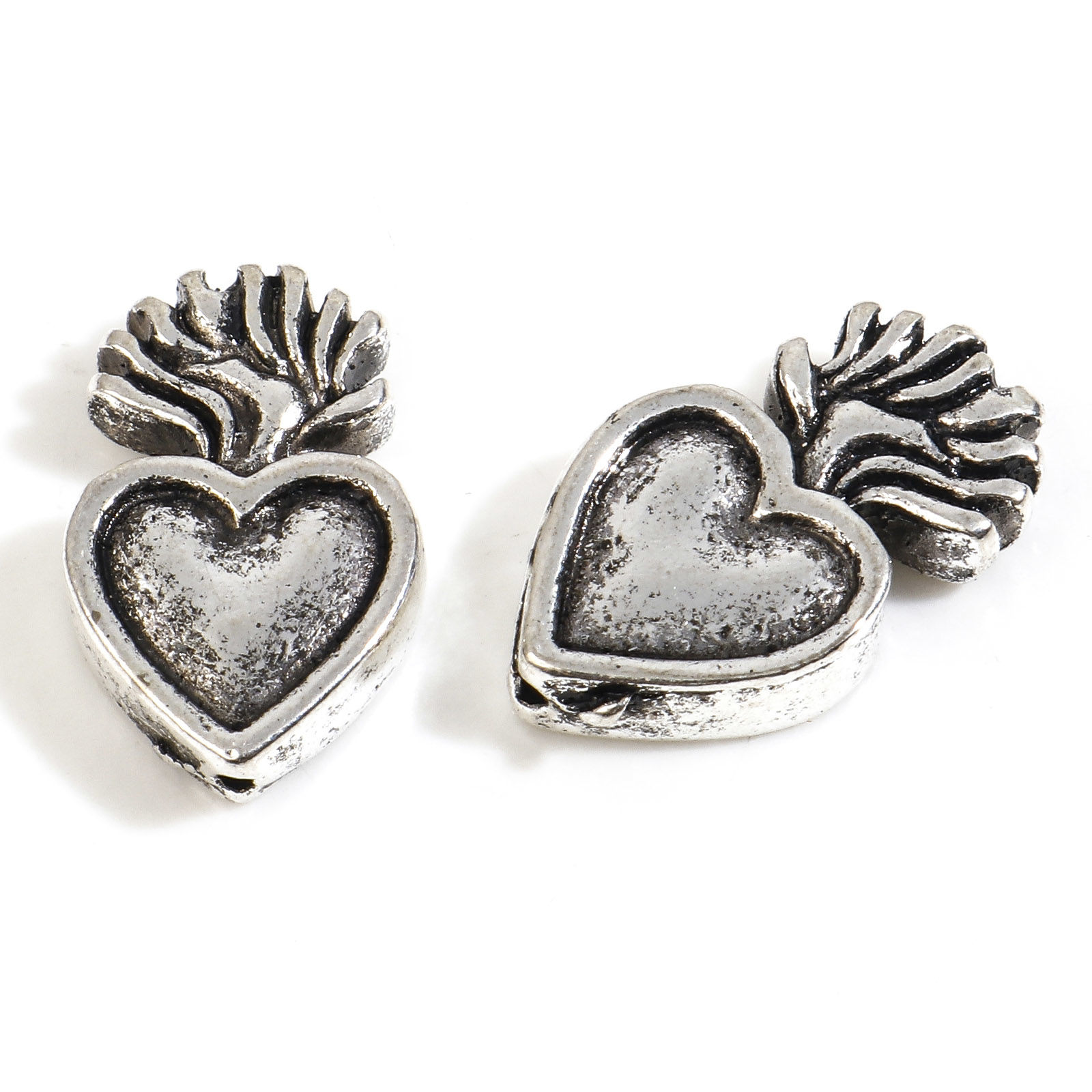 Spacer bead , Heart Radish, silver