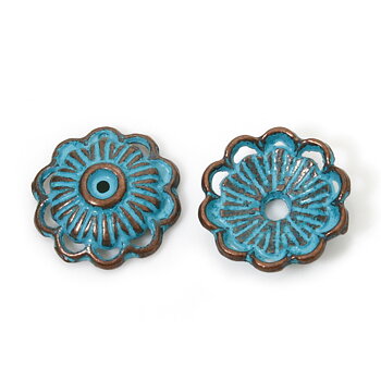 Pärlhattar, Blomma filigree, Patina koppar