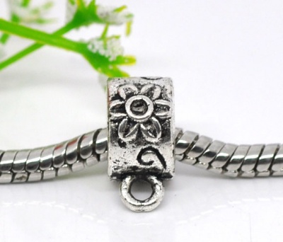 Connector / bail , flower silver