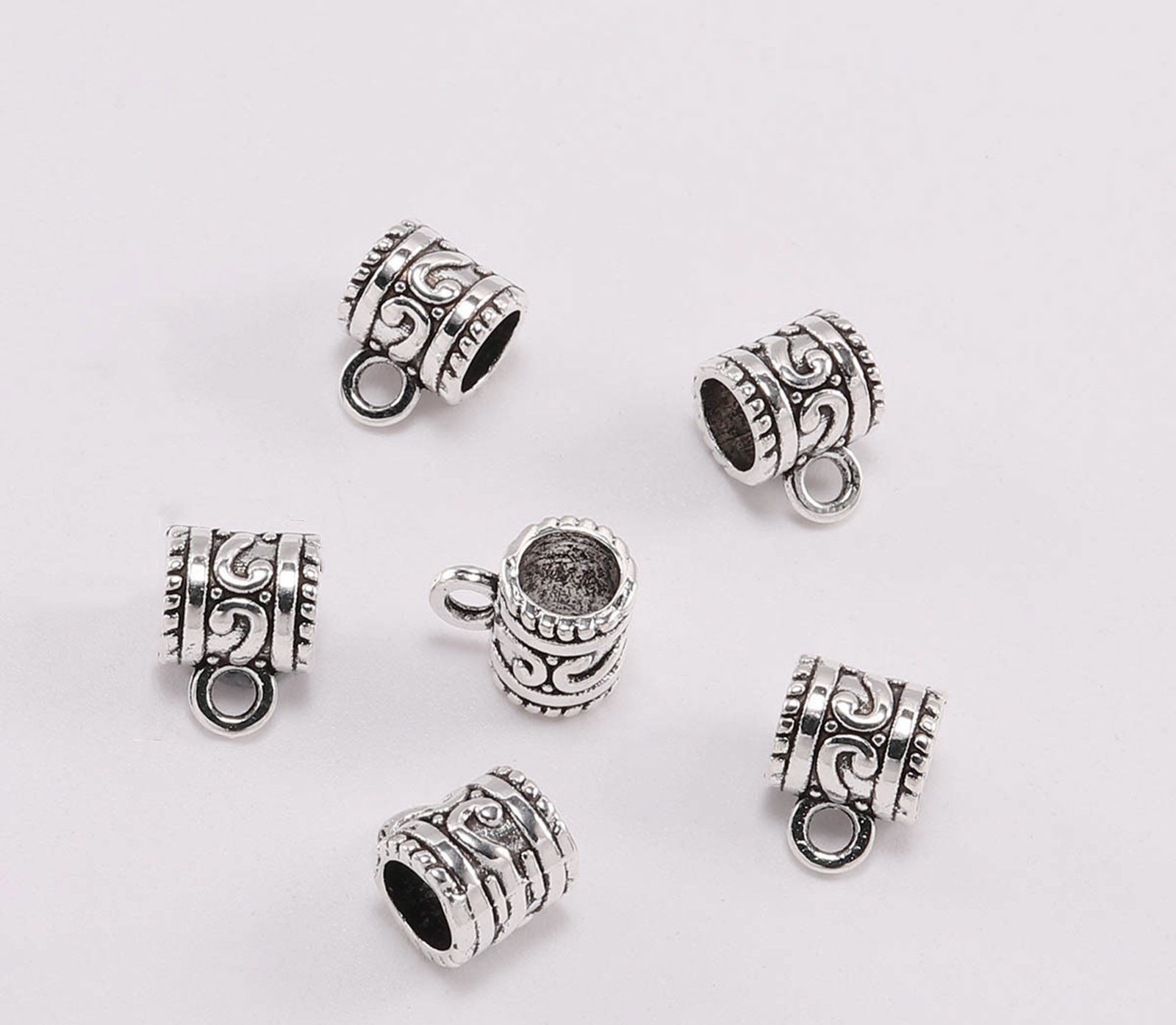 Bail/Berlockhållare - Tub Swirl Silver mönstrad