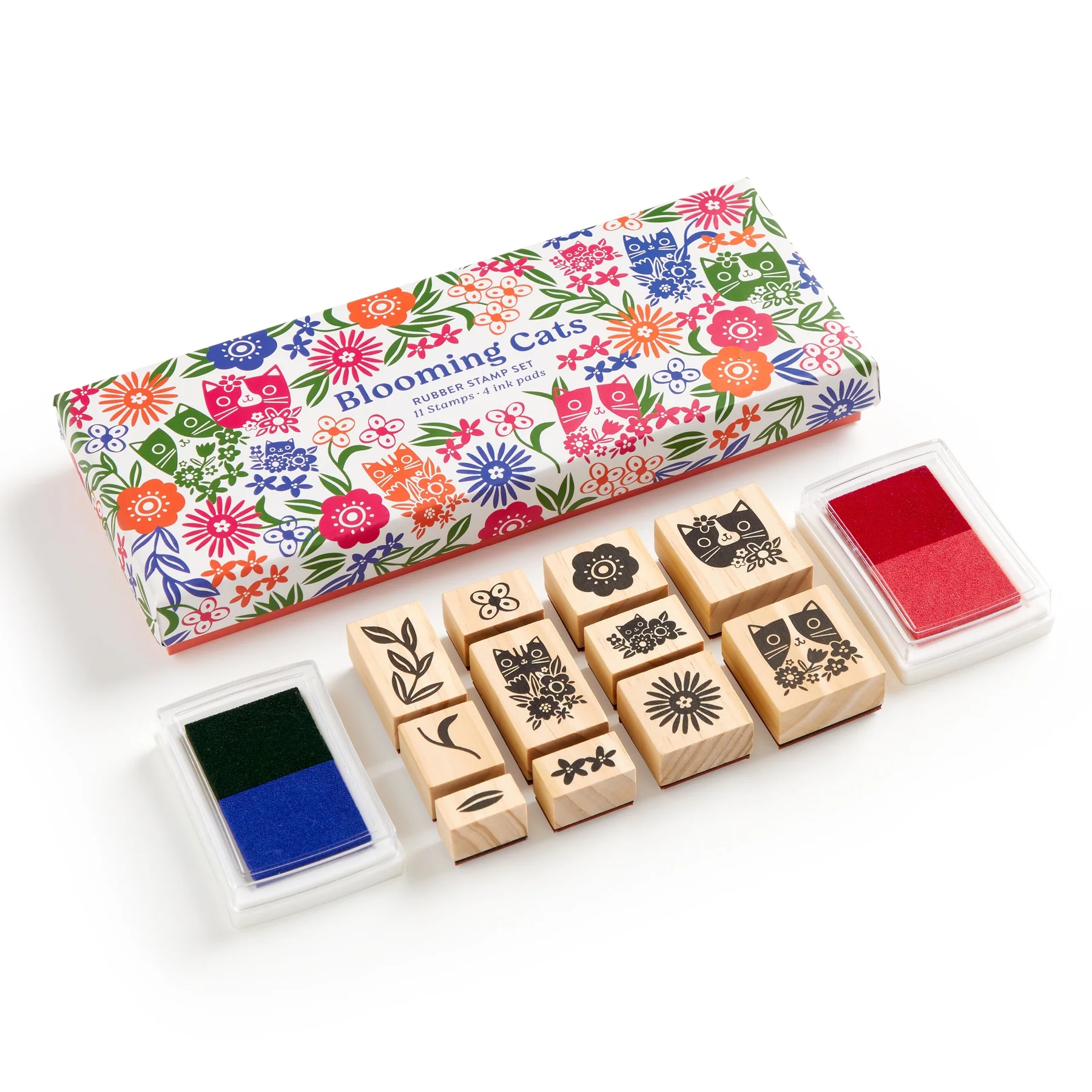 Blooming Cats Rubber Stamp Set (Craft Kit) - 3