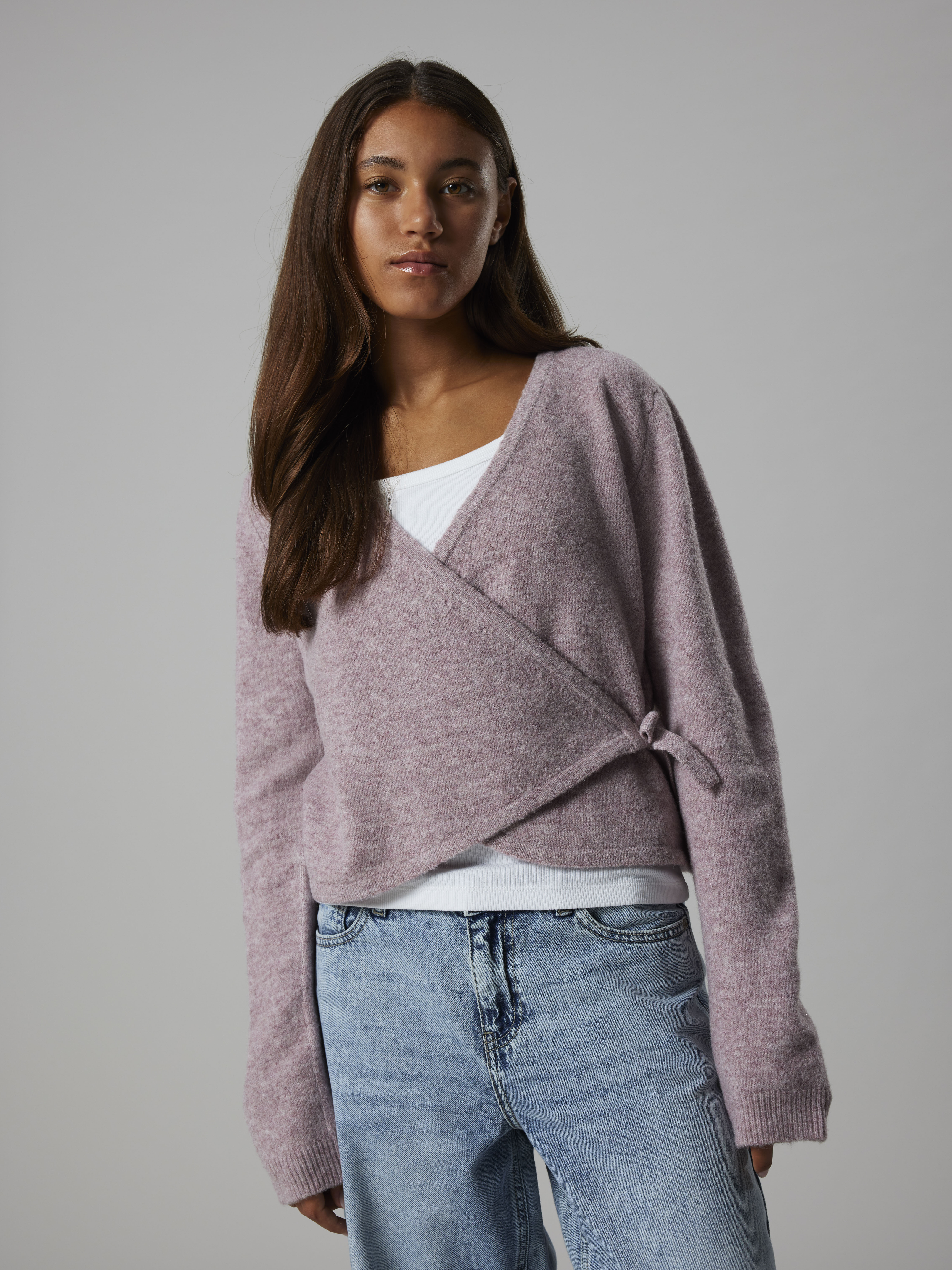 NLFBYNTHE LS WRAP KNIT TOP Elderberry - 5