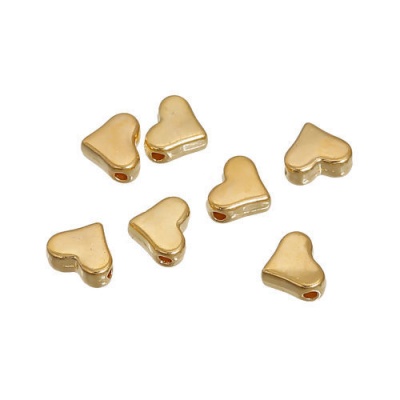 Spacer bead , Heart , gold