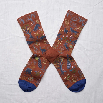 Socks Sepia Woodland