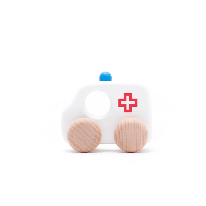 BAJO träleksak Leksaksbil Ambulans - Hållbar träleksak för kreativ lek