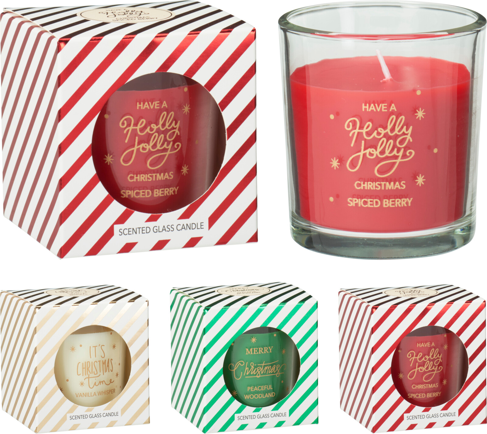 Doftljus i glas 7 cm – Julmotiv