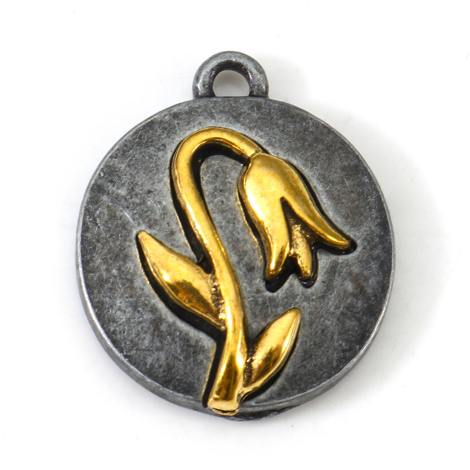 Berlock -  Påsklilja  Pewter , gold