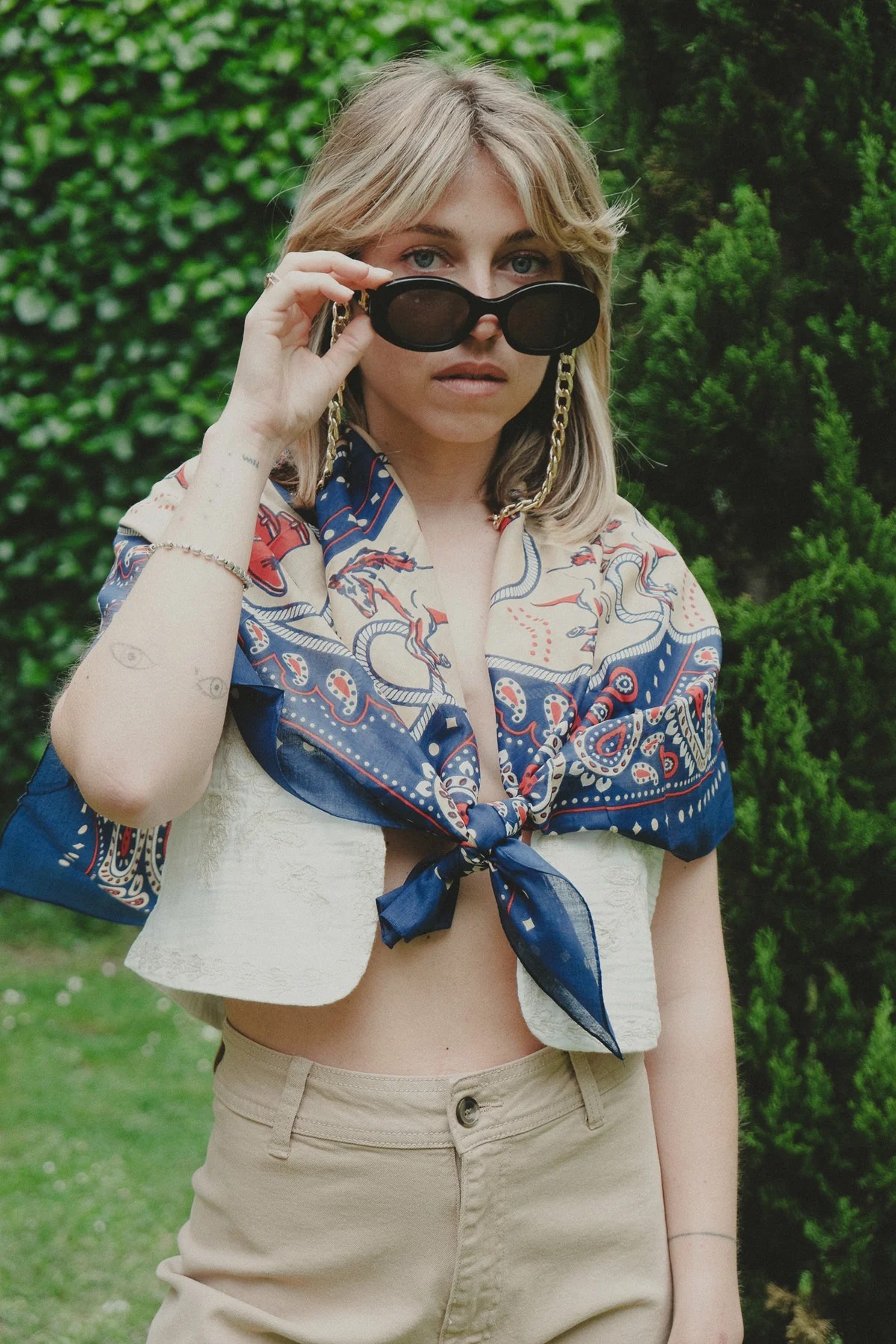 Rodeo navy cotton scarf - 3