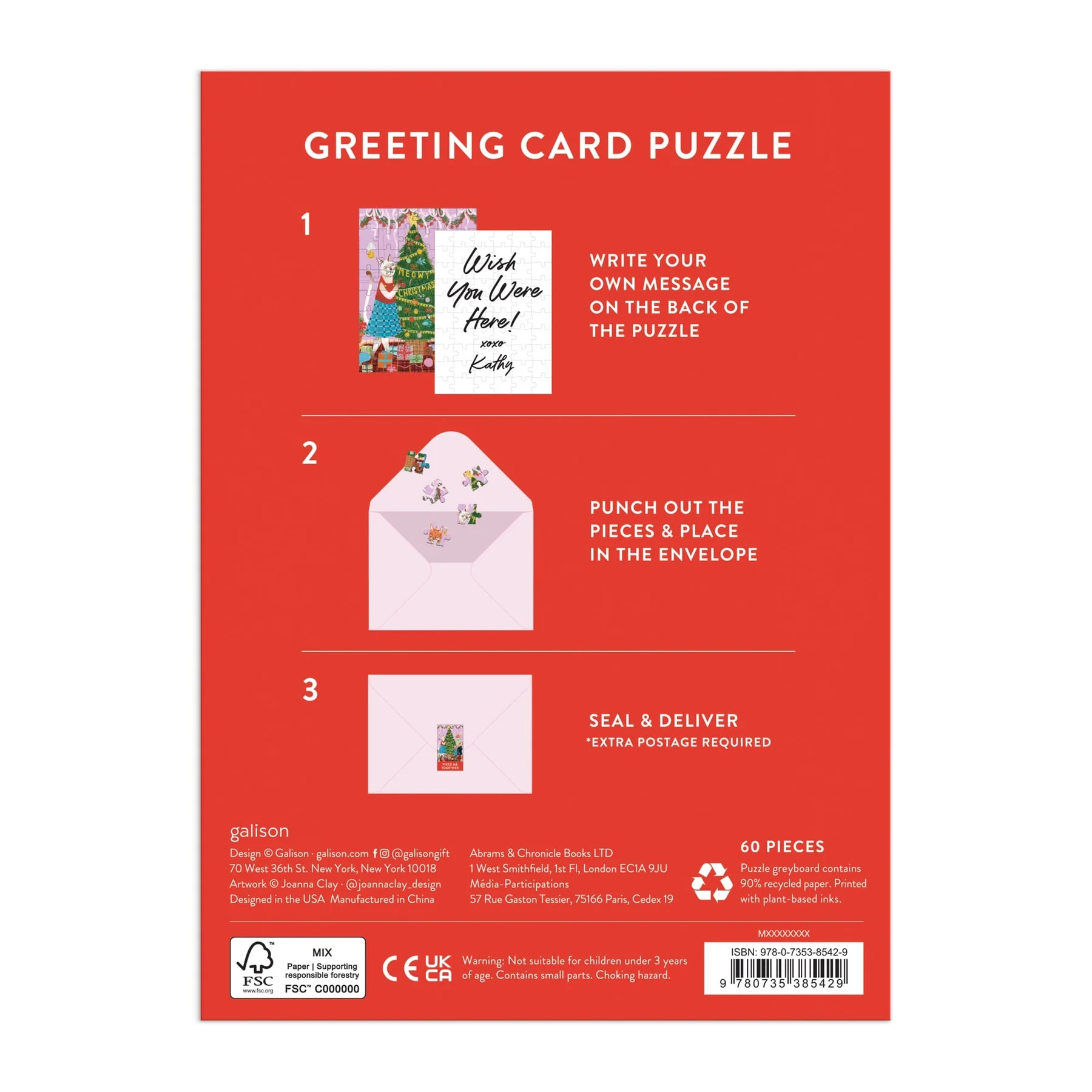 Meowy Christmas Greeting Card Puzzle (Jigsaw Products) - 2