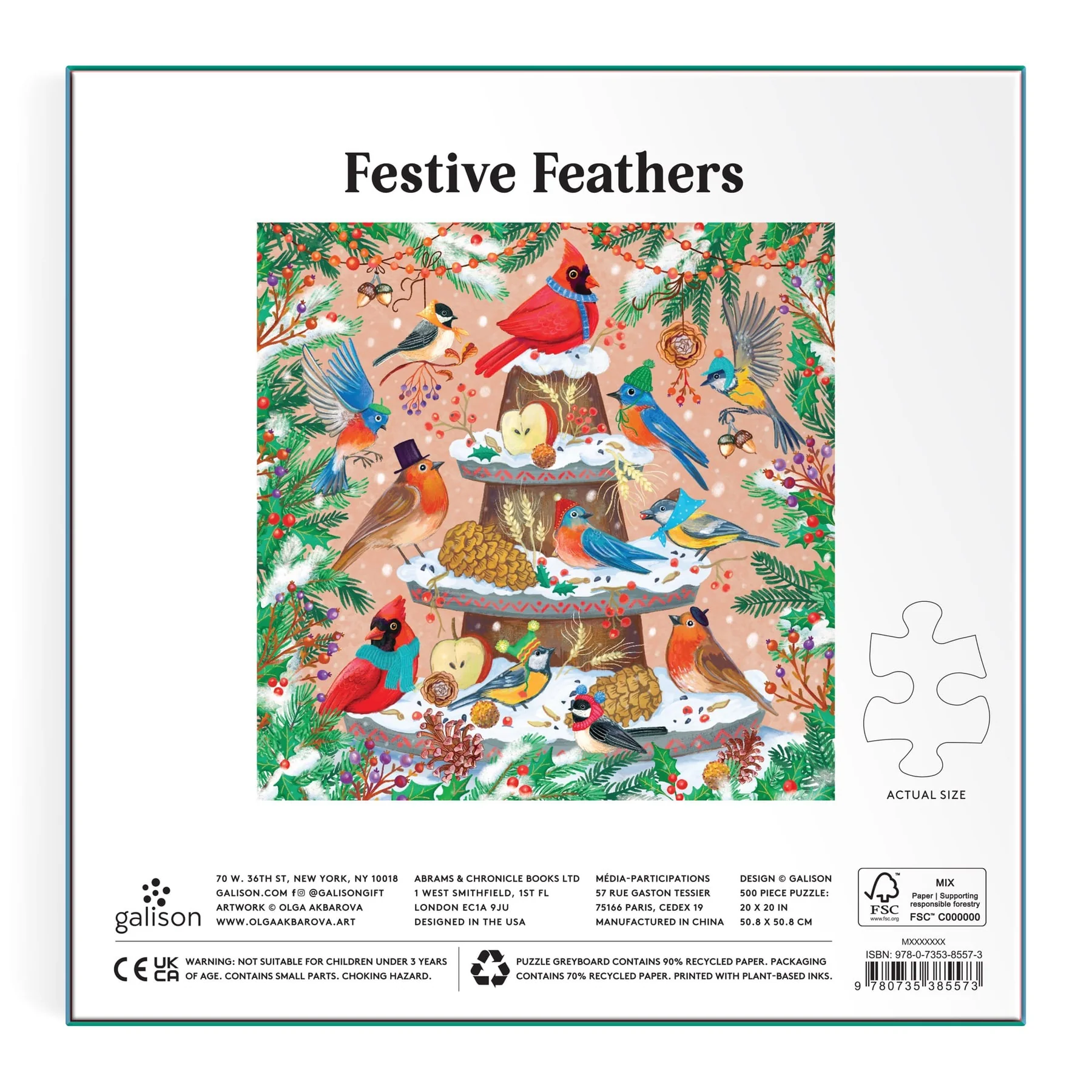 Festive Feathers 500 Piece Foil Puzzle (Jigsaw Products) - 2