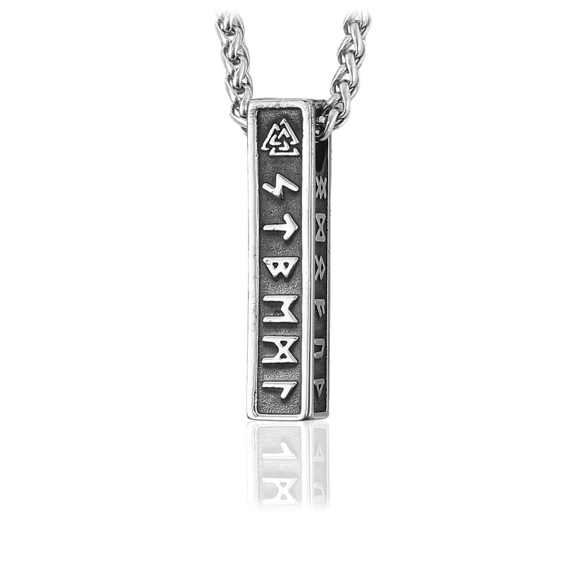 Rune Totem Necklace with Elder Futhark runes in silver