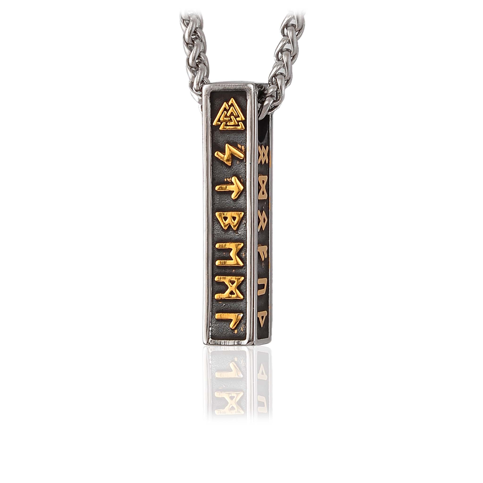 Rune Totem Necklace with Elder Futhark runes in gold