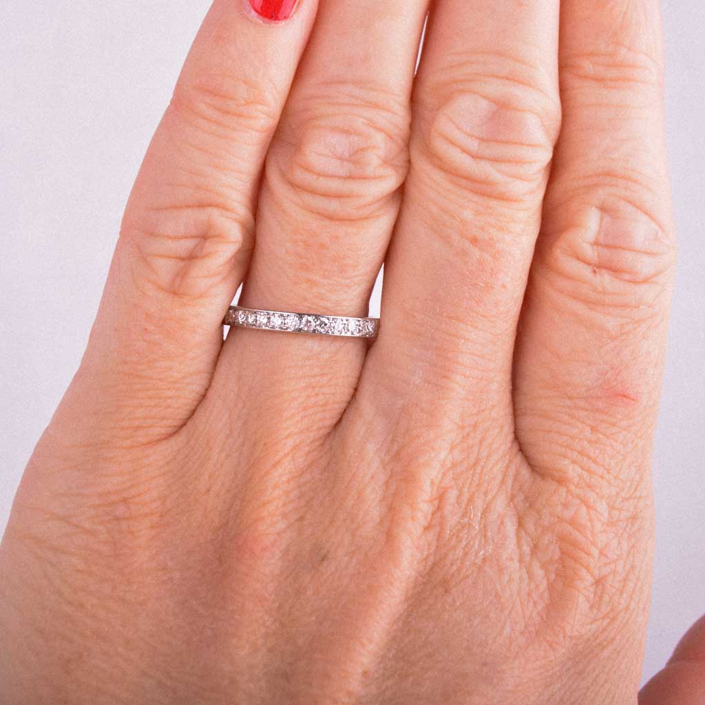 Hvidguldsring Faden med diamanter Vintage - 2