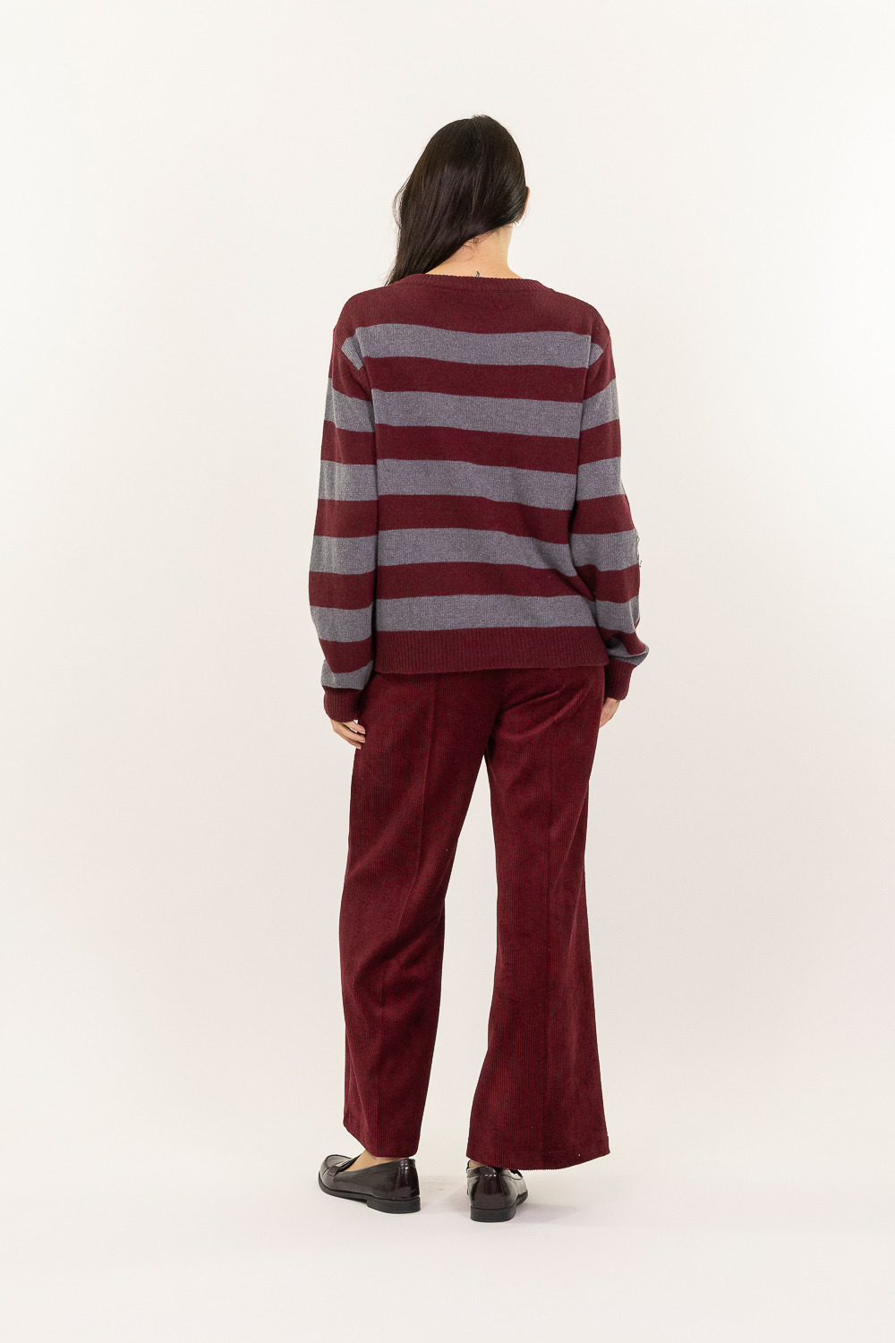 Striped sweater burgundy - 2