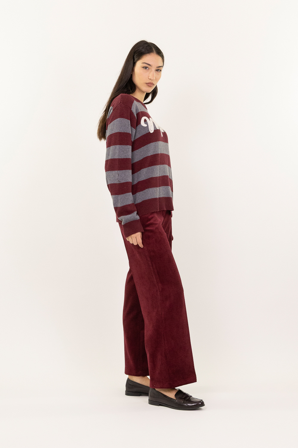 Striped sweater burgundy - 3
