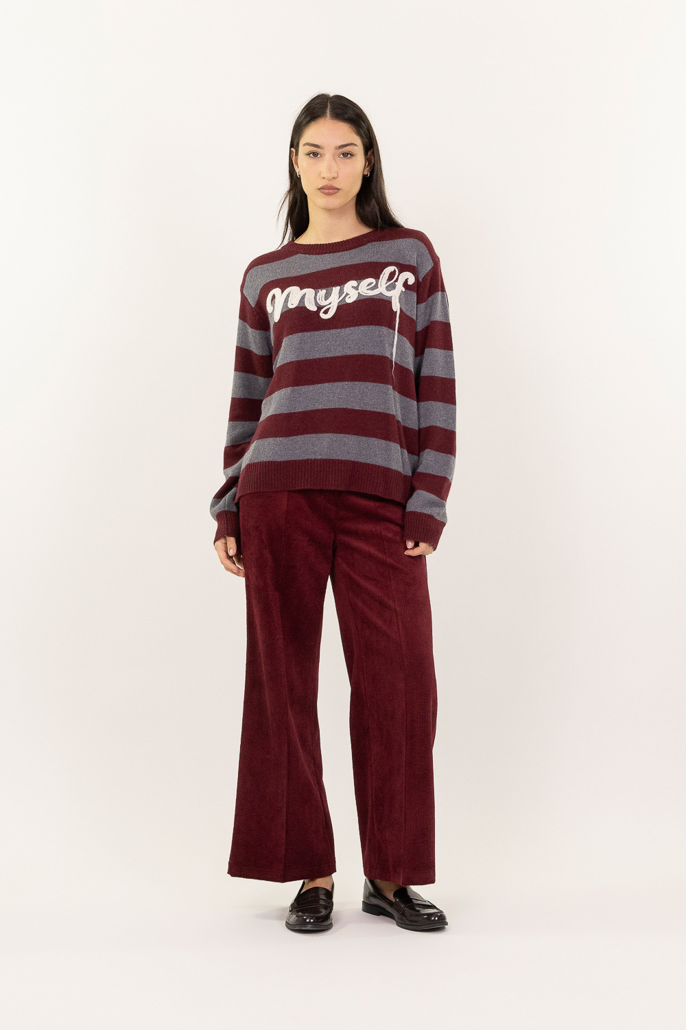 Striped sweater burgundy