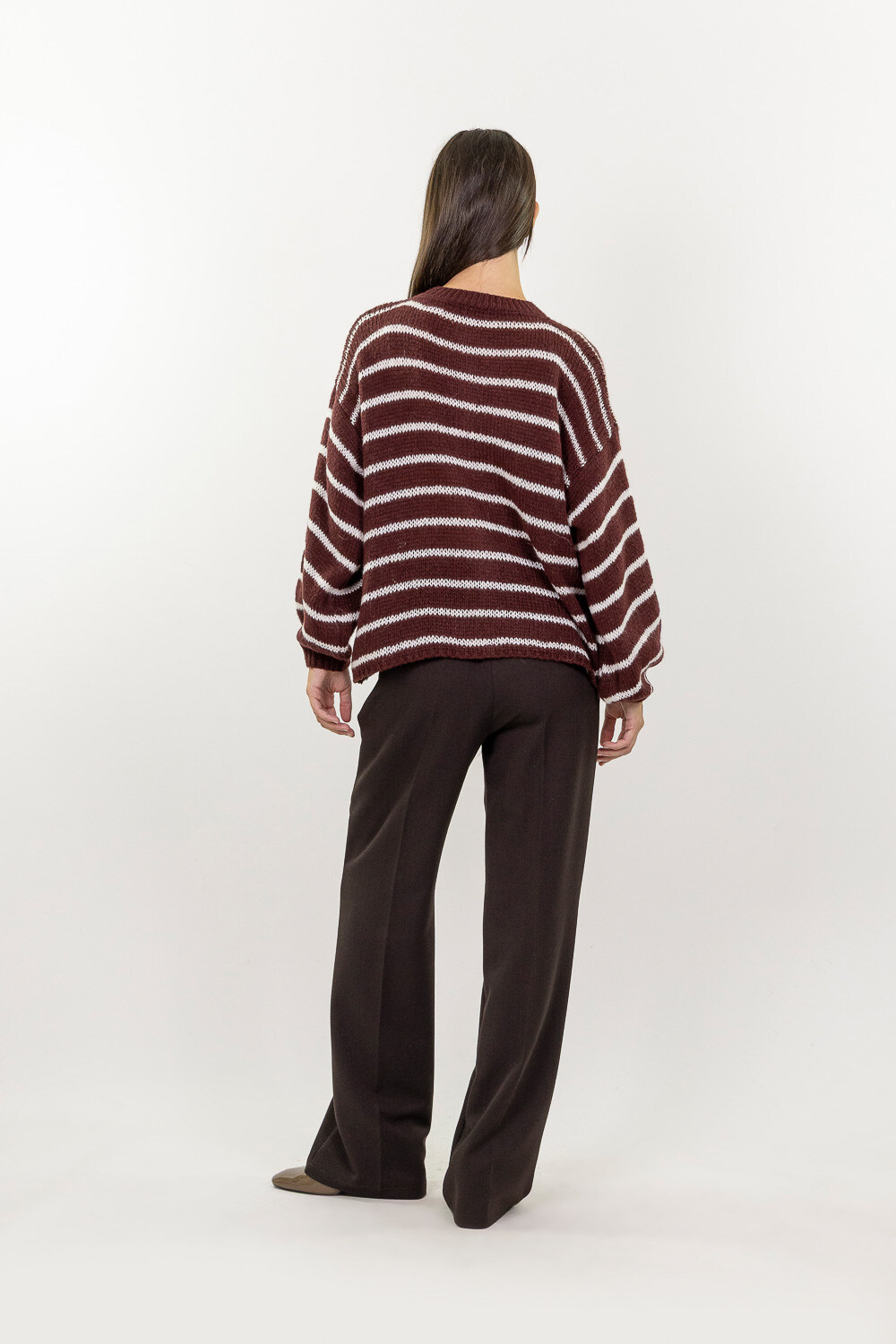 Cardigan stripes burgundy - 3