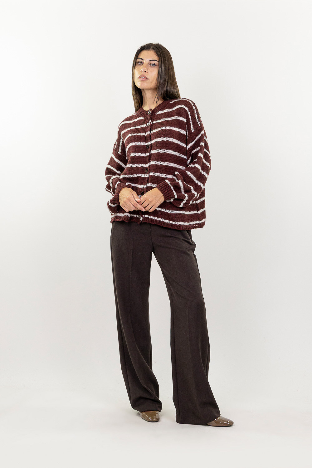 Cardigan stripes burgundy