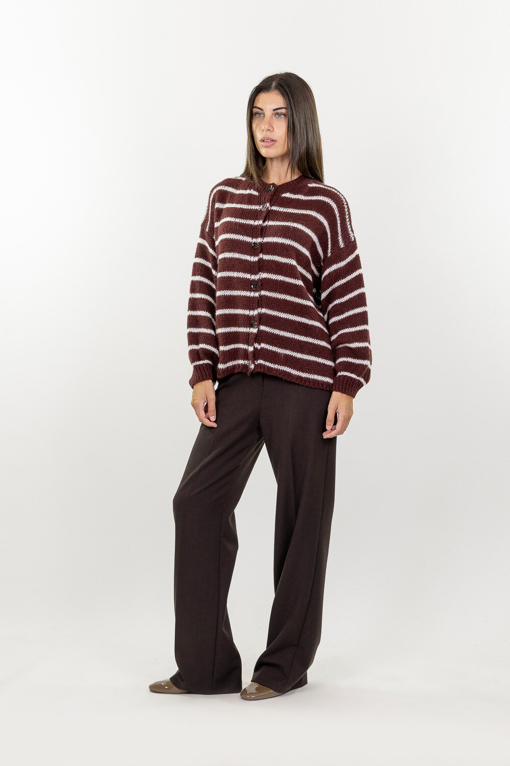 Cardigan stripes burgundy - 2
