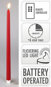 Led antikljus 38cm - röd