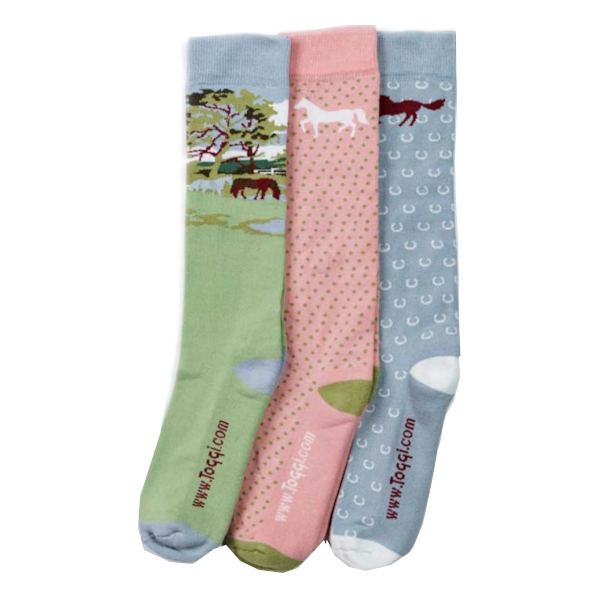 Riding Socks Toggi Horse Motif Pastel Horse 3-pack