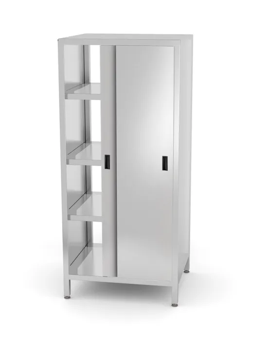 Stainless steel pass-through cabinet with sliding doors