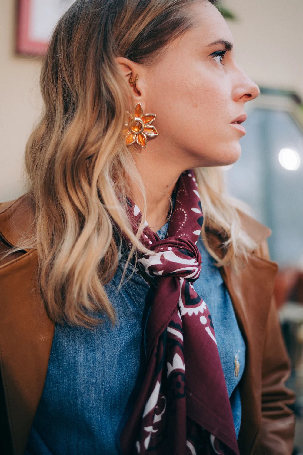 bandana  cotton scarf bordeux - 3