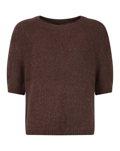 Jumper onesize mohairblandning kort ärm brun