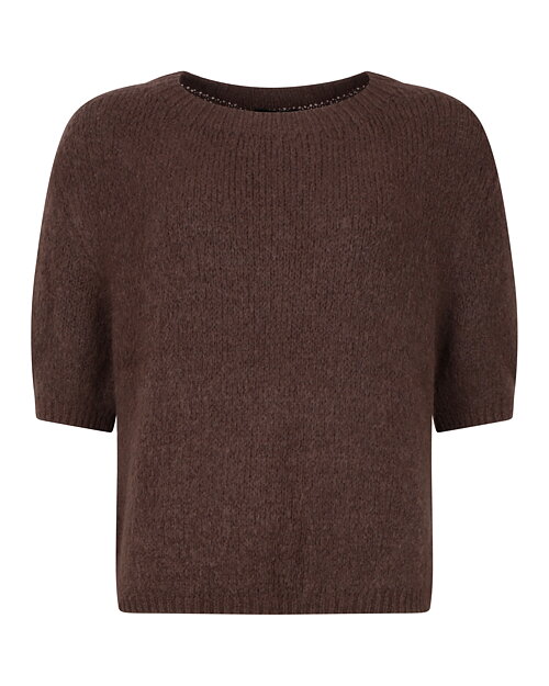 Jumper onesize mohairblandning kort ärm brun