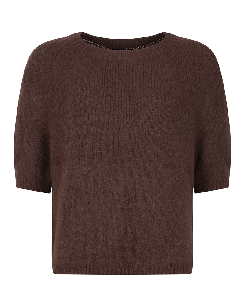 Jumper onesize mohairblandning kort ärm brun