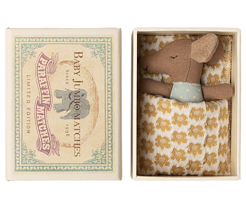 Sleepy wakey baby mouse in matchbox Blue