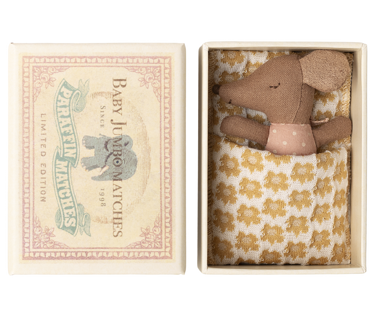 Sleepy wakey baby mouse in matchbox Rose