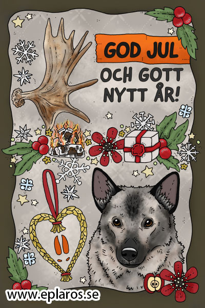 Vykort 10x15 cm Julkort Gråhund 2025
