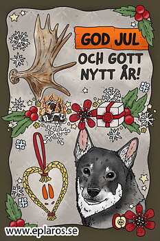 Vykort 10x15 cm Julkort Jämthund 2025