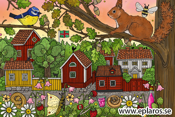 Vykort 10x15 cm Småland/Lilla staden