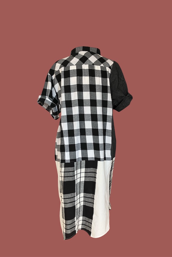 Skjortklänning, flanell, svartvit storrutig - 2