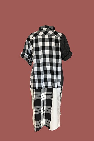 Skjortklänning, flanell, svartvit storrutig