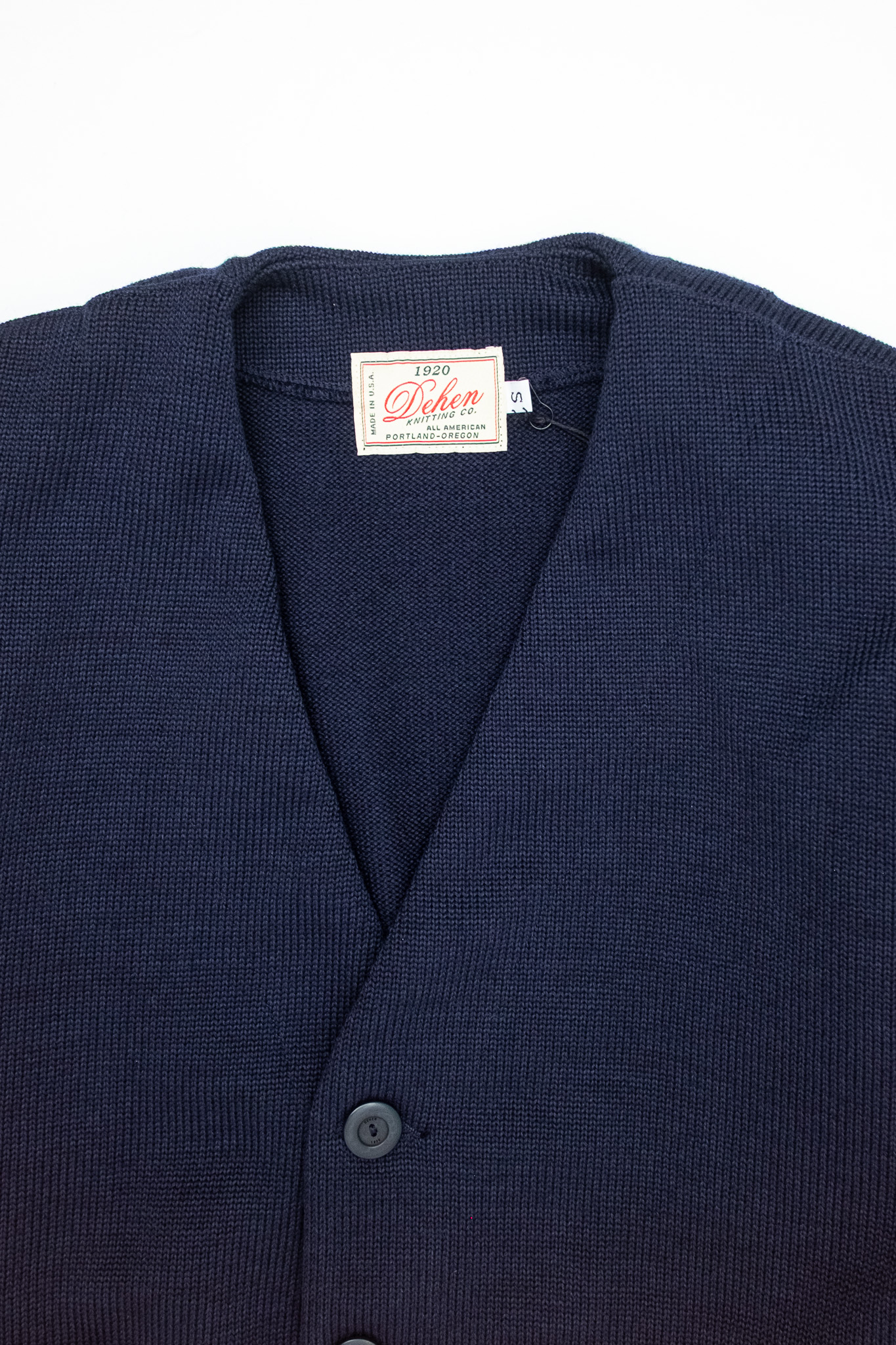 Dehen 1920 - Slouchy Varsity Wool Cardigan DkNavy/Off White - 3