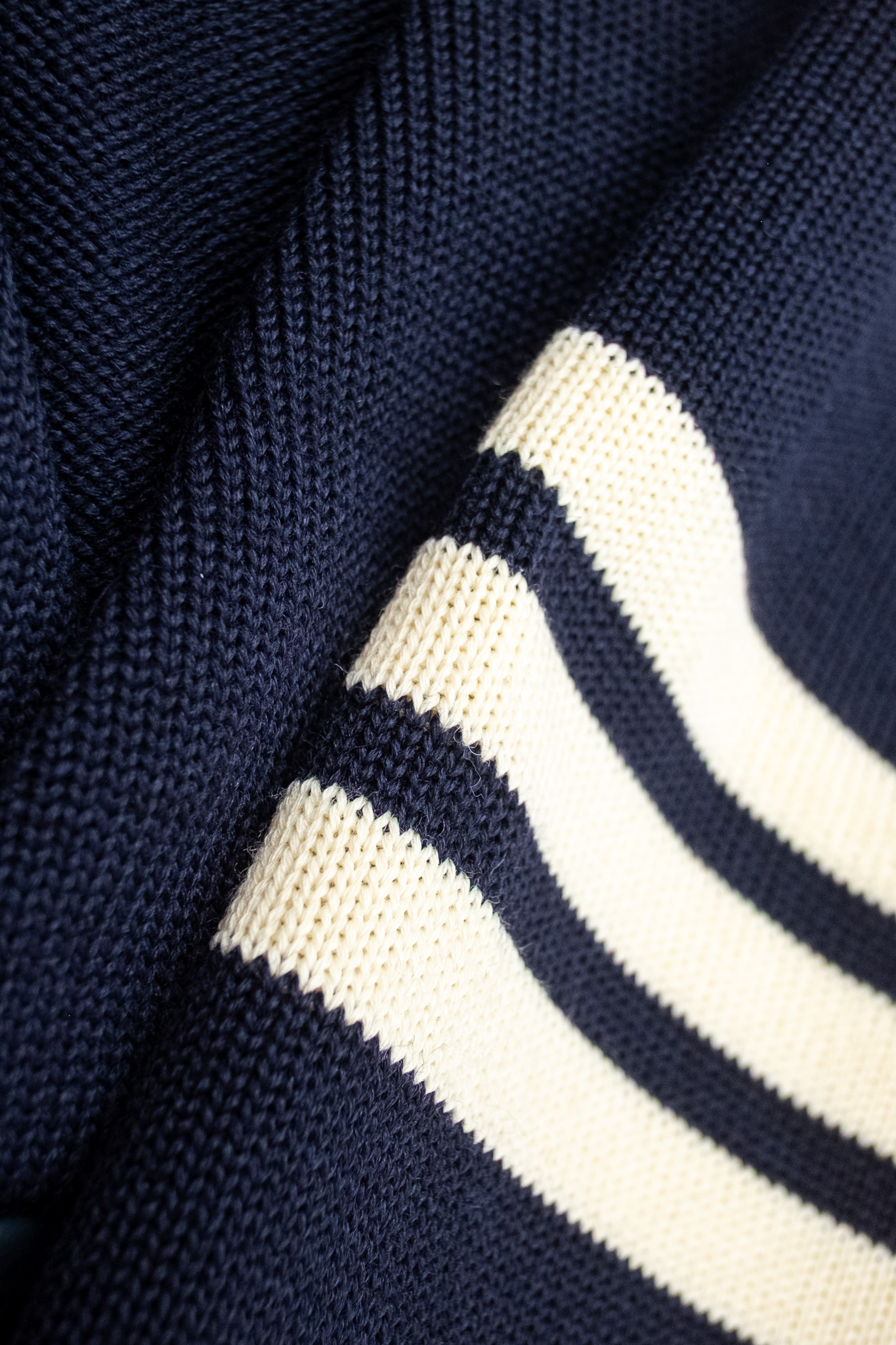 Dehen 1920 - Slouchy Varsity Wool Cardigan DkNavy/Off White - 8