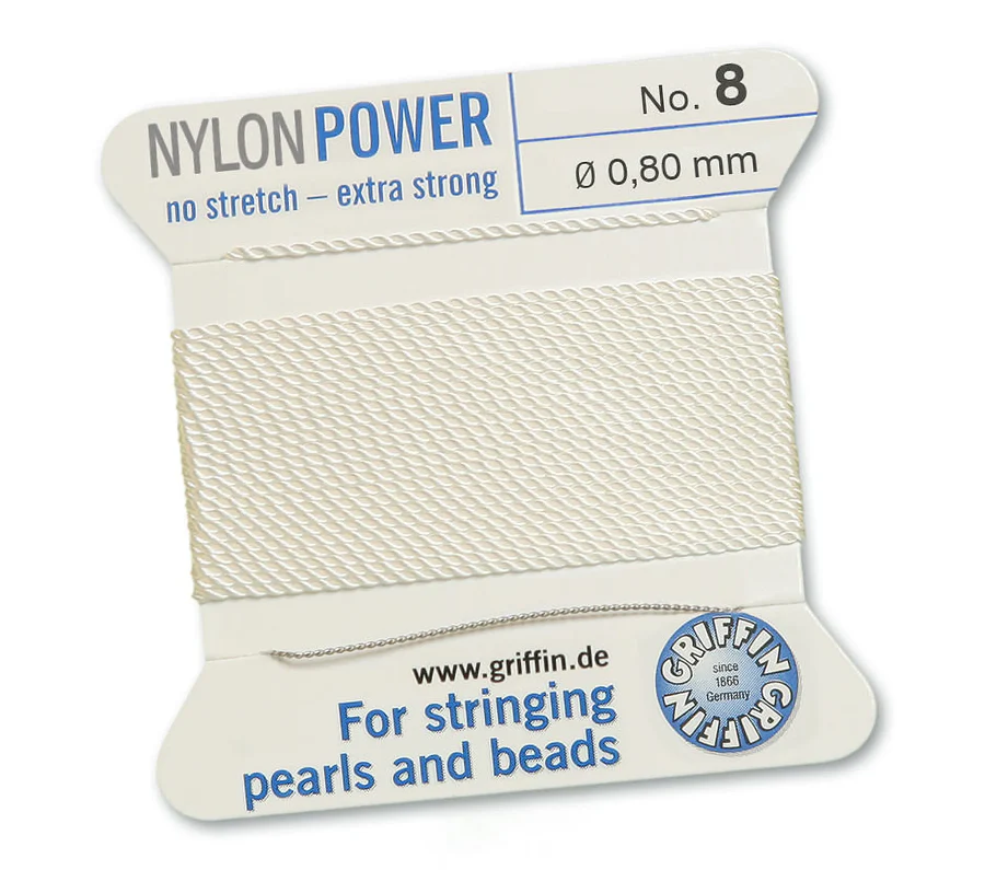 Vit 8, Nylonpower Nr.8 (~0,80 mm) 2m, 1nål