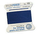 Mörkblå 10,  Nylonpower Nr. 10 (~0,90 mm) 2 m, 1 nål