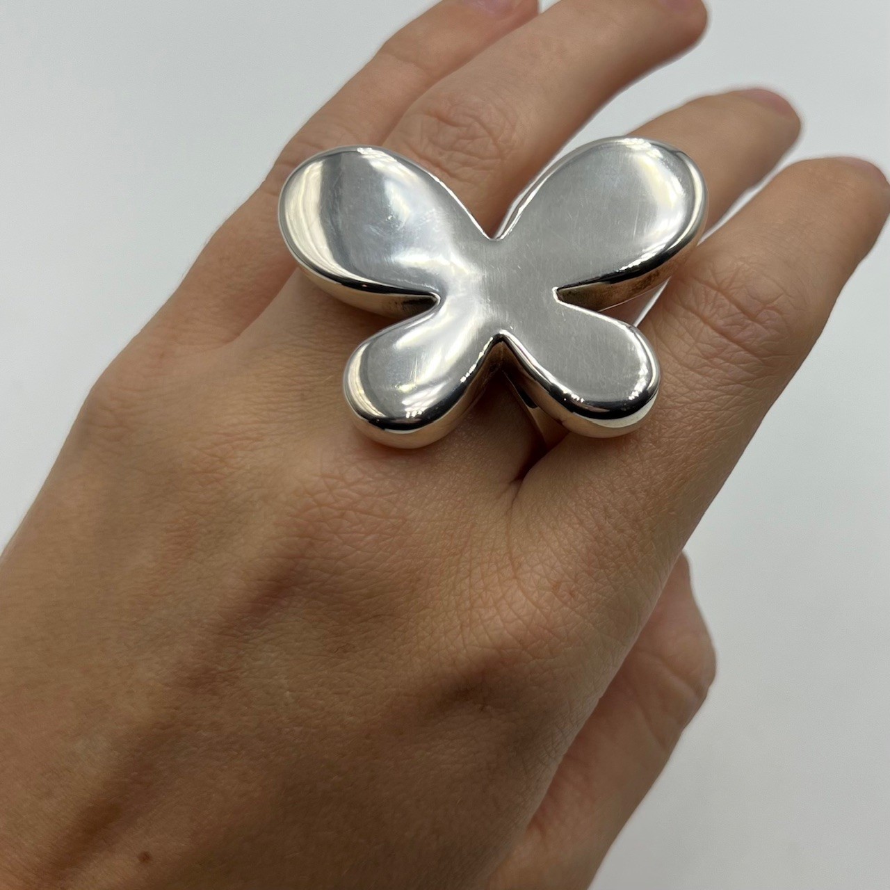 Ring Exign stor blomma handgjord silver  - 4