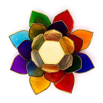 Lotus atmosfäriskt ljus 7 Chakras guld trim - 13.5 Cm