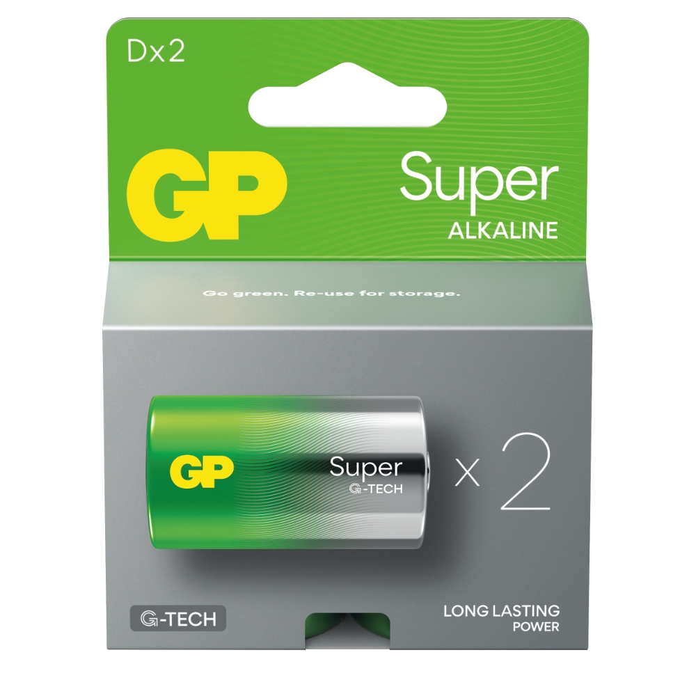 Batteri super D/LR20 2-pack