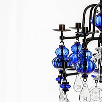 Glaszubehör für Kronleuchter Blau H100 D85 - 2
