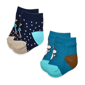 Moomin Baby Socks 2 Pairs - Moomintroll & Stinky on skis