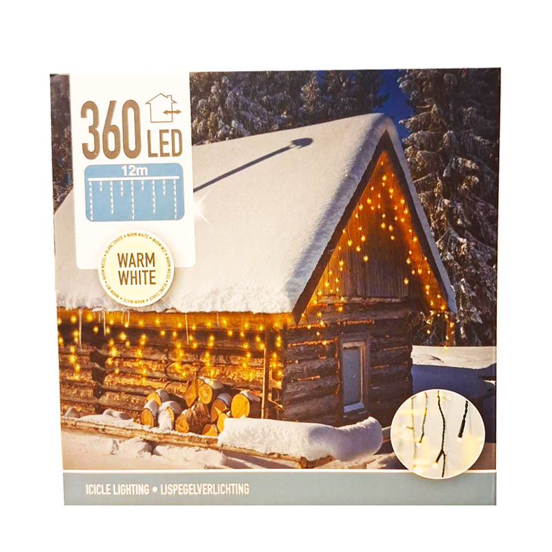 Ljusslinga "Istapp" ”Gardin” 360 led 12m 230V inkl. nätadapter