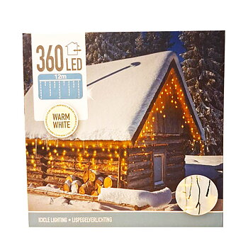 Ljusslinga "Istapp" ”Gardin” 360 led 12m 230V inkl. nätadapter