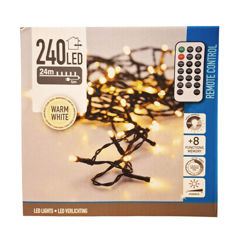 Ljusslinga 240 led 24m med fjärrkontroll. 230V inkl. nätadapter