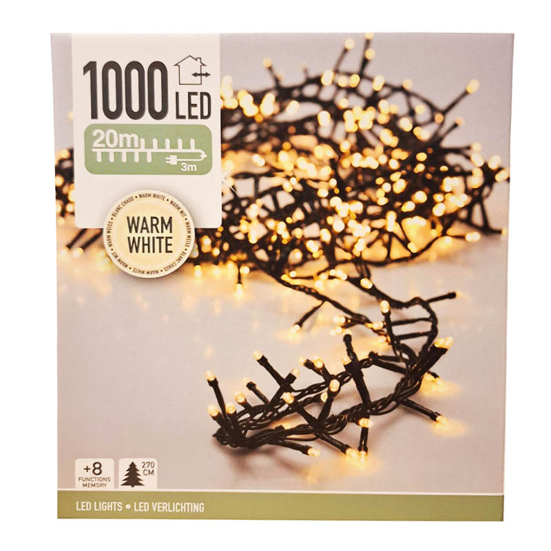 Ljusslinga 1000 led 20m. 230V inkl. nätadapter